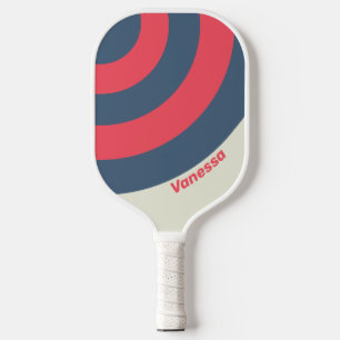 Retro Yacht Club Circle Stripe with Name Pickleball Paddle