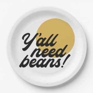 Retro 'Y'all Need Beans' Bean Protocol Paper Plate