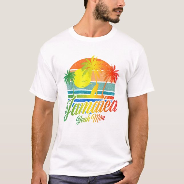 Retro Yeah Mon Jamaica Summer T-Shirt (Front)