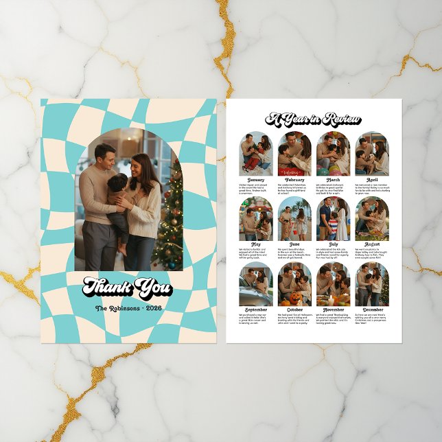 Retro "Year in Review" Holiday Thank You Card (Retro "Year in Review" Holiday Thank You Card)