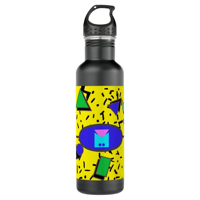 Retro Yellow 80s Memphis Abstract 710 Ml Water Bottle (Front)