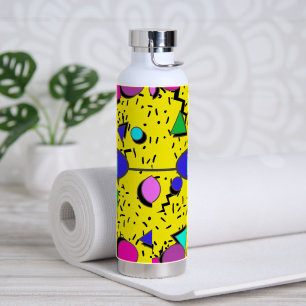 Retro Yellow 80s Memphis Abstract Water Bottle