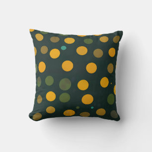 Retro Yellow and Green Polka Dot Pattern Cushion