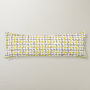 Retro yellow and grey houndstooth plaid pattern body cushion