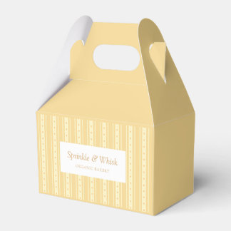 Retro Yellow And Orange Heart Stripes Bakery Favour Box