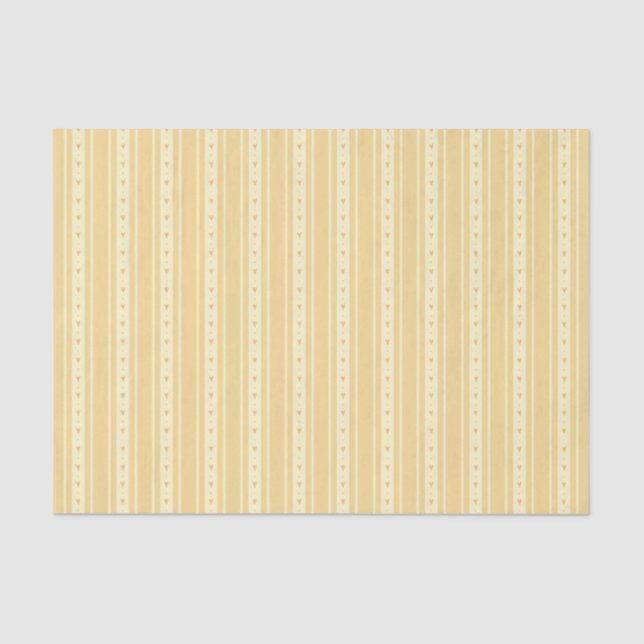 Retro Yellow And Orange Heart Stripes Bakery Tissue Paper (Front)