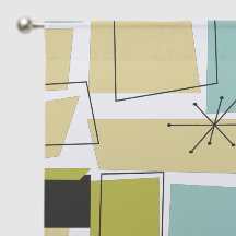 Retro Yellow Aqua Blue Squares Starburst Mid Mod