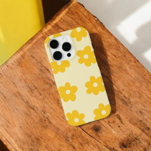 Retro Yellow Beige Floral Whimsical Preppy Hippie iPhone 16 Pro Case
