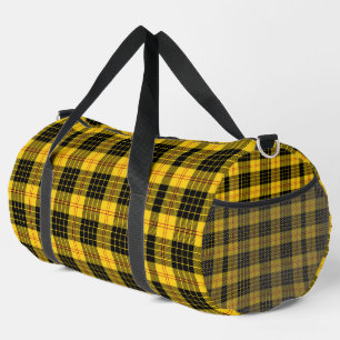 Retro Yellow Black Plaid Basketball Soccer Duffle Bag
