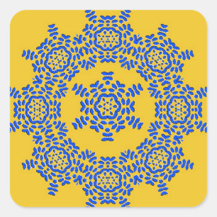 Retro Yellow & Blue Flower Ceramic Tile Stickers