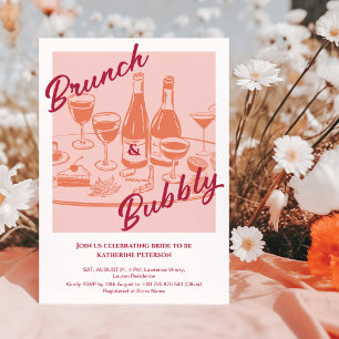 Retro yellow “Brunch & Bubbly” Bridal Shower Invitation