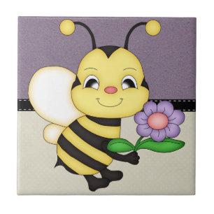 Retro Yellow Bumble Bee Tile