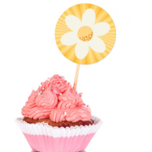 Retro Yellow Daisy Birthday Sticker   Little Miss 