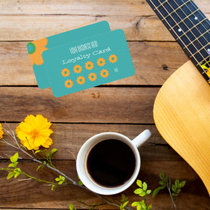 Retro Yellow Daisy Loyalty Card