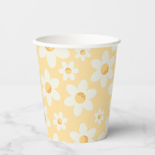 Retro Yellow Daisy Paper Cup   Groovy Boho Birthda