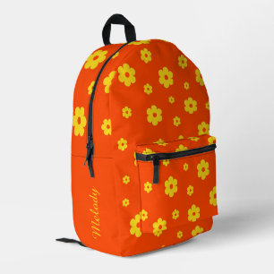 Retro Yellow Daisy Vintage Floral Pattern Printed Backpack