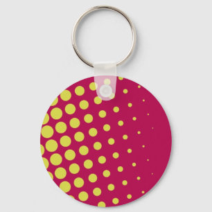 Retro yellow dots key ring