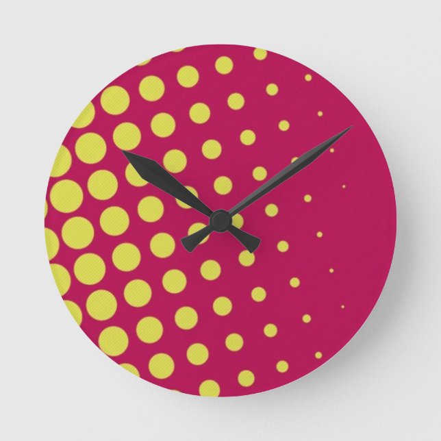 Retro yellow dots round clock (Front)