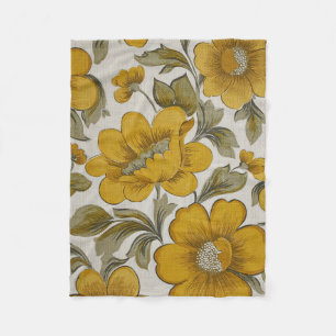 Retro Yellow Flower Garden Aesthetic Fleece Blanket
