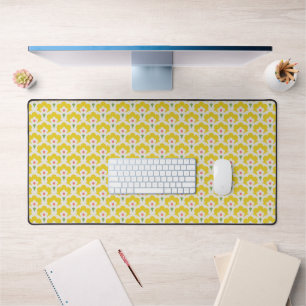 Retro Yellow Flower Garden Pattern Desk Mat