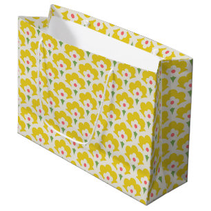 Retro Yellow Flower Garden Pattern Large Gift Bag