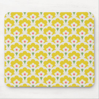 Retro Yellow Flower Garden Pattern Mouse Pad