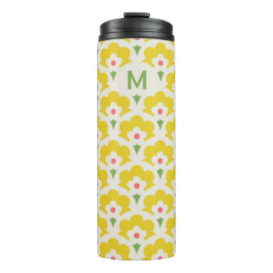 Retro Yellow Flower Garden Pattern Thermal Tumbler