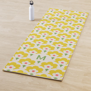 Retro Yellow Flower Garden Pattern Yoga Mat