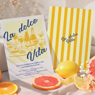 Retro yellow “La dolce vita” Bridal Shower Invitation