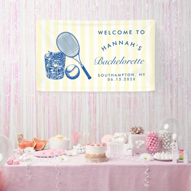 Retro Yellow Last Swing Before The Ring Tennis Bac Banner (Party)