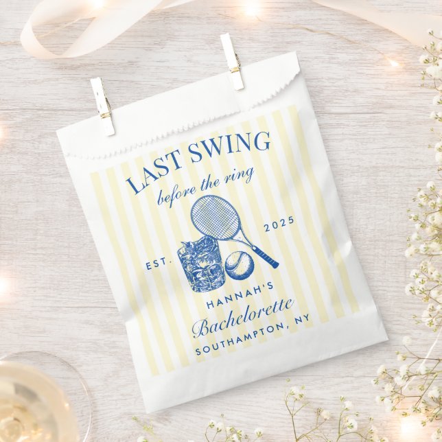 Retro Yellow Last Swing Before The Ring Tennis Bac Favour Bags (Clipped)