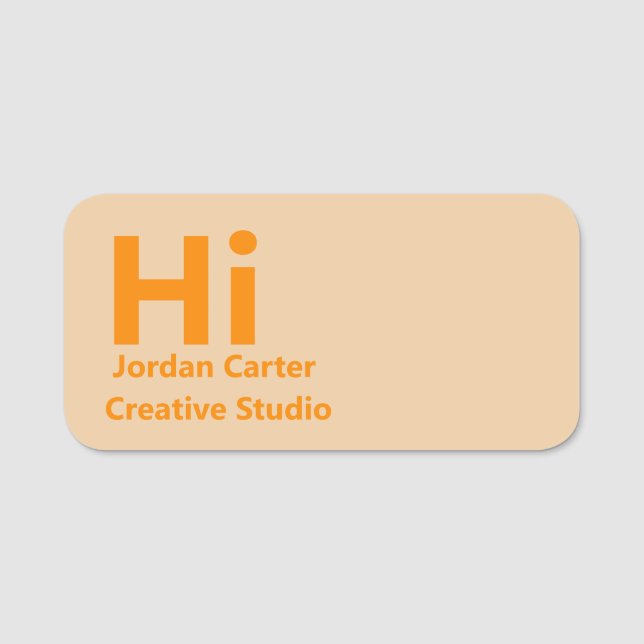 Retro Yellow Minimal Modern Stylish Identity Name Tag (Front)