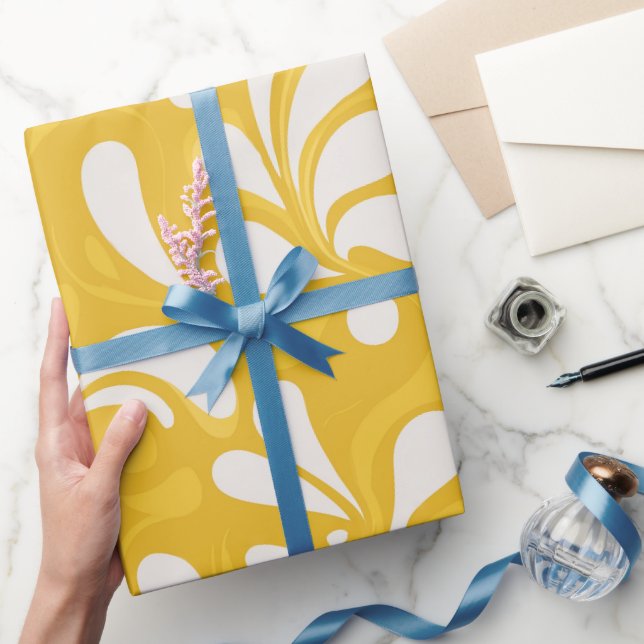 Retro Yellow Mustard Pop Cream Abstract Pattern Wrapping Paper (Gifting)