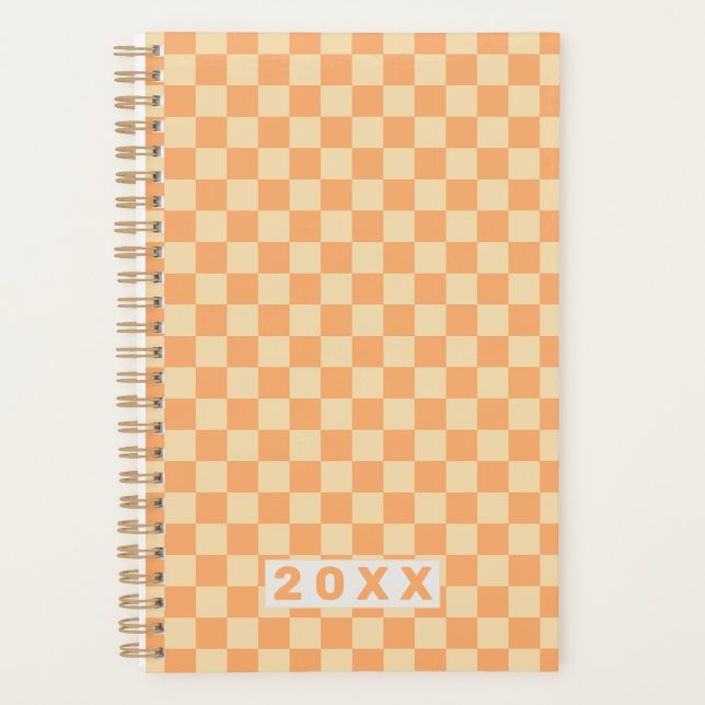 Retro Yellow Orange Chequerboard Planner (Front)