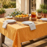 Retro Yellow Orange Gingham Picnic Table Decor Tablecloth<br><div class="desc">This gingham tablecloth brings a cheerful retro feel to everyday meals and special gatherings alike. The warm yellow and orange check pattern feels playful, nostalgic, and effortlessly inviting. It’s perfect for sunny kitchens, casual hosting, and relaxed celebrations where color and charm matter. A simple way to make your table feel...</div>