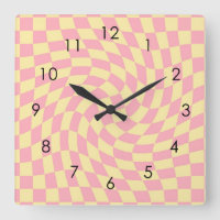 Retro Yellow Pink Check Warped Chequered Dorm