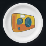 Retro Yellow Point and Shoot Film Camera Paper Plate<br><div class="desc">Serve up some memories at your next event with these retro yellow point and shoot camera paper plates. Designed with a fun and stylized cartoon film camera in bright orange and yellow, these durable plates are an excellent choice for photography themed birthday parties, 90s throwback celebrations, or art school graduation...</div>