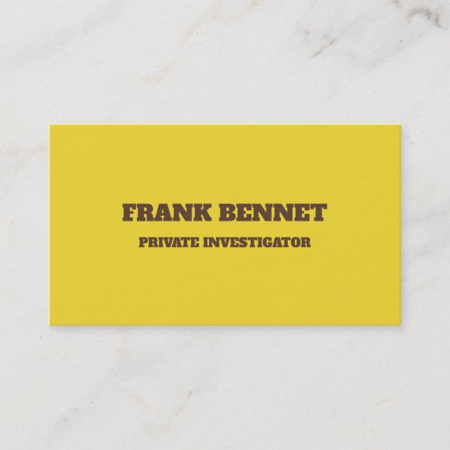Retro Yellow Private Investigator Business Card (Front)