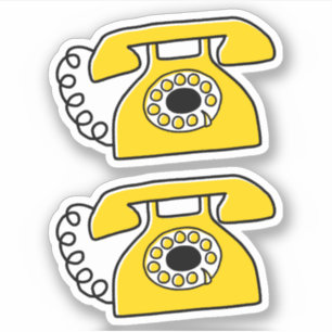 Retro yellow telephone stickers