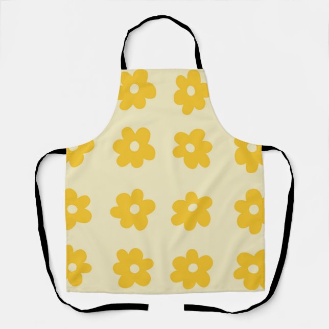 Retro Yellow Tropical Simple Flower Pattern Apron (Front)
