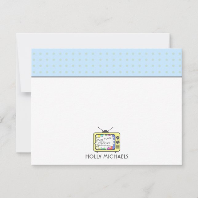 Retro Yellow TV Set Flat Notecards (Front)