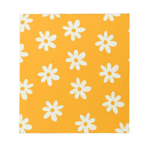 Retro Yellow White Floral Simple Flower Pattern Notepad