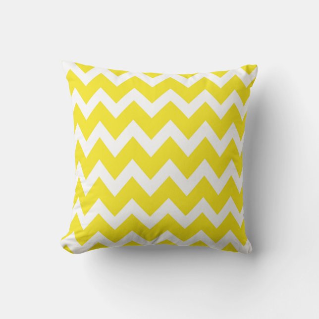 Retro YELLOW Zig Zag Pattern Cushion (Front)