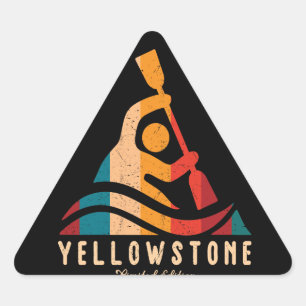 Retro Yellowstone Kayaking Triangle Sticker