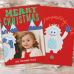 Retro Yeti Whimsical Kids Christmas Photo Holiday Card<br><div class="desc">Are you yeti for Christmas!? This whimsical peeking yeti Christmas card features a festive hand illustrated yeti design with fun retro fonts. Easily customise these cards using the personalisation feature.</div>