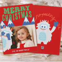Retro Yeti Whimsical Kids Christmas Photo