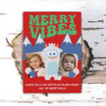 Retro Yeti Whimsical Two Kids Photo Christmas  Holiday Card<br><div class="desc">This whimsical Christmas card features a festive hand illustrated yeti design with fun retro fonts. Easily customise these cards to add 2 photos using the personalisation feature.</div>