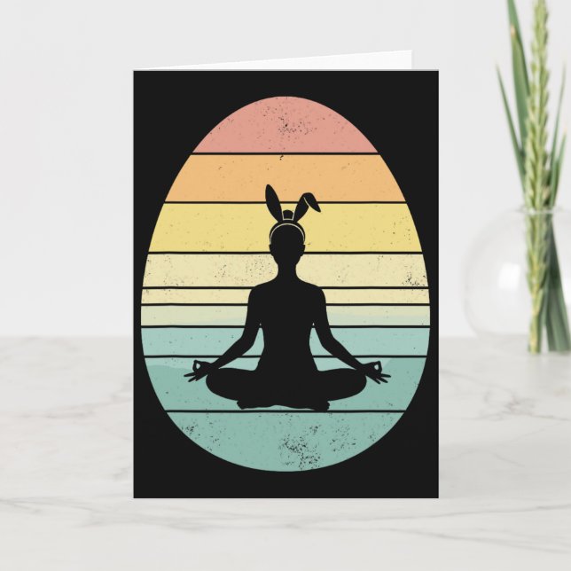 Retro Yoga Easter Egg Easter Day Mediation Womens  Card (Front)