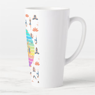 Retro Yoga in Vibrant Flow of Harmonious Colours Latte Mug