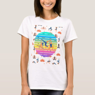 Retro Yoga in Vibrant Flow of Harmonious Colours T-Shirt